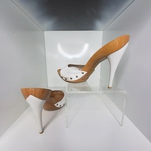 Wooden stiletto heels